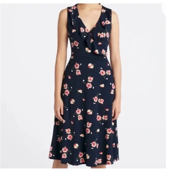 Fortune + Ivy Elegant Floral Maxi Dress in Navy and Pink Size Medium - Picture 1 of 8